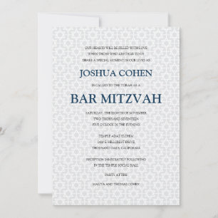 Delicate Patterned Bar Mitzvah Invitation