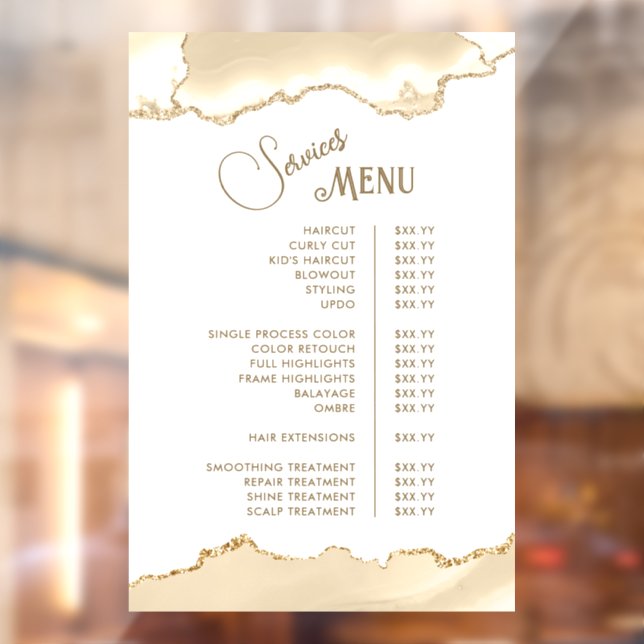 Delicate Peach Agate Services Menu (Sheet 2)