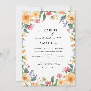 Delicate Peach Blossom Floral Wedding Invitation