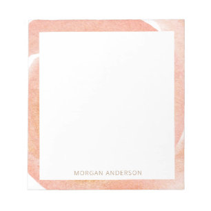 delicate peach floral monogram notepad