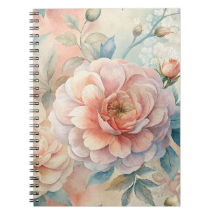 Delicate Peach Tone Floral Watercolor Notebook