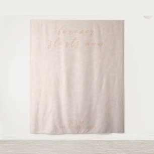 Delicate Peach Wedding Photo Backdrop Tapestry