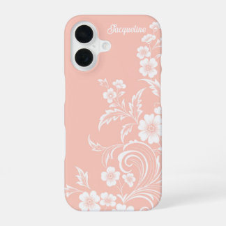 Delicate Peach & White Flowers iPhone 16 Case
