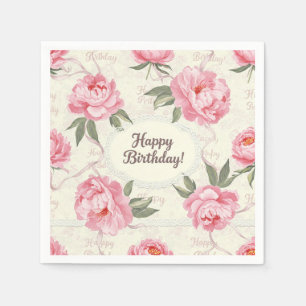 Delicate Peonies Shabby Chic, by Natasha Us Napkin
