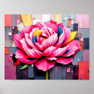 Delicate Peony in Modern Abstract Style Poster