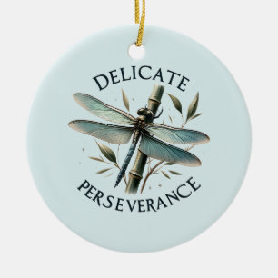 Delicate Perseverance - Artistic Dragonfly Ceramic Ornament