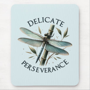 Delicate Perseverance - Artistic Dragonfly Mouse Pad