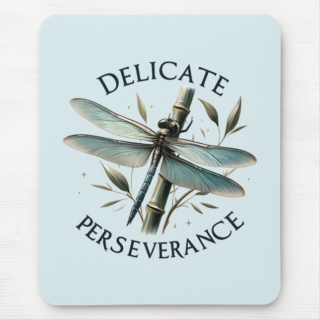 Delicate Perseverance - Artistic Dragonfly Mouse Pad (Front)