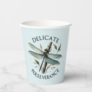 Delicate Perseverance - Artistic Dragonfly Paper Cups