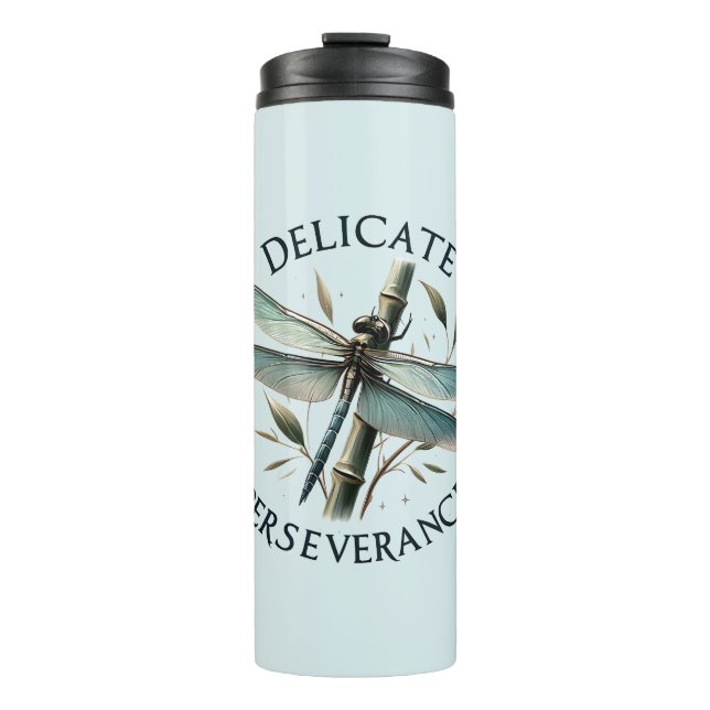 Delicate Perseverance - Artistic Dragonfly Thermal Tumbler (Front)