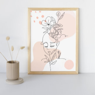 Delicate Pink Abstract And Floral Feminine Facial Poster