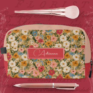 Delicate Pink and Blue Cottagecore Floral Dopp Kit