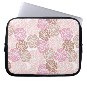 Delicate Pink and Brown Roses Pattern Laptop Sleeve