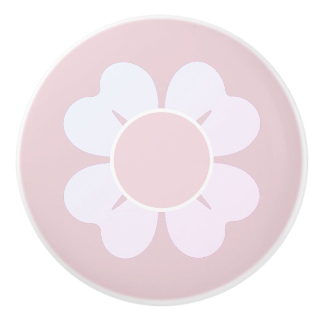 Delicate Pink and White Flower Ceramic Knob (Front)