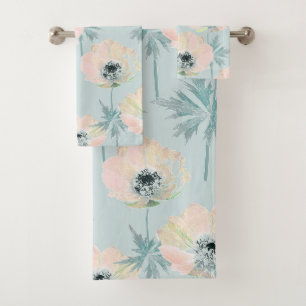 Delicate pink anemones . bath towel set