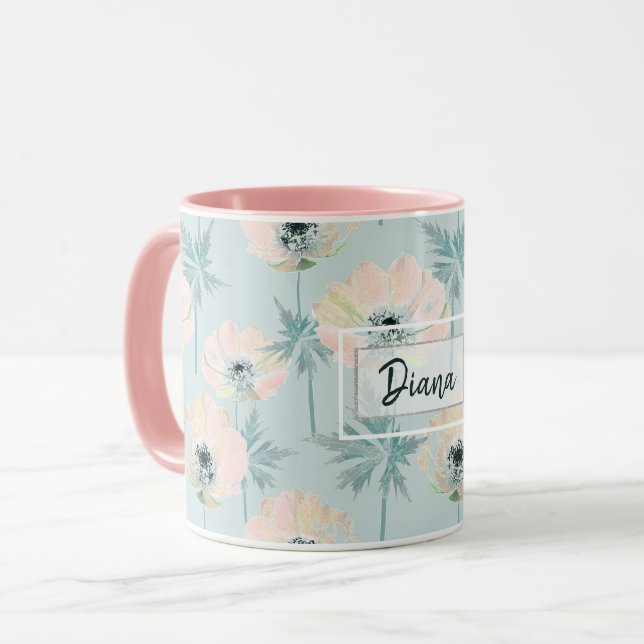 Delicate pink anemones . mug (Front Left)
