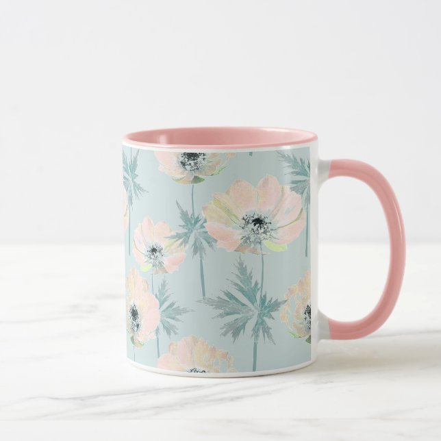 Delicate pink anemones . mug (Right)