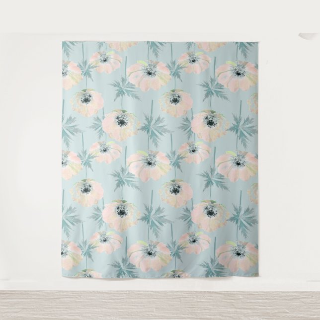 Delicate pink anemones . tapestry (Front)