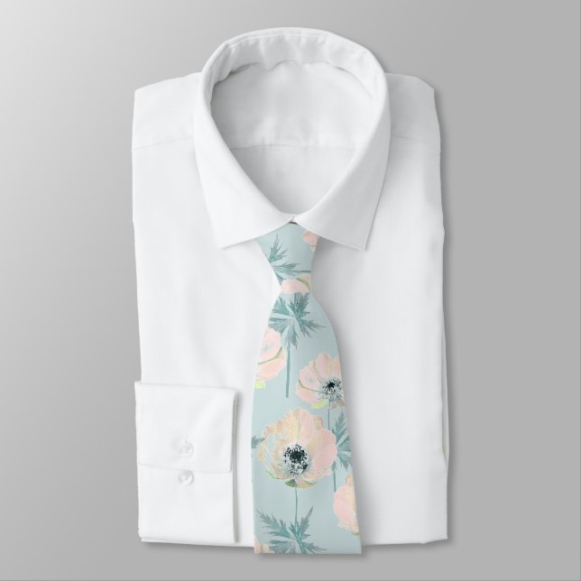 Delicate pink anemones . tie (Tied)
