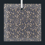 Delicate Pink Buds on Brown Branches Glass Tree Decoration<br><div class="desc">Seamless floral pattern of delicate pink buds on slender brown branches against a dark blue background,  creating an elegant,  calming design.</div>