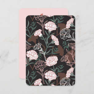 Delicate Pink Carnations with Green Leaves Floral Thank You Card
