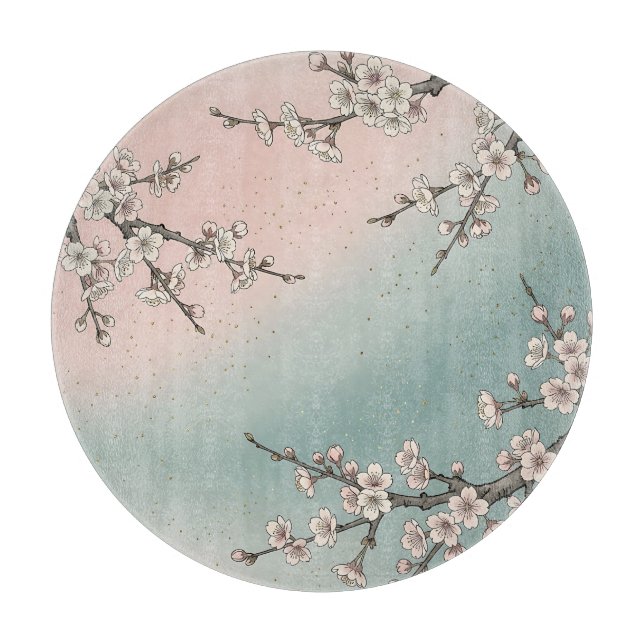 Delicate Pink Cherry Blossom Sakura Branches  Cutting Board (Front)