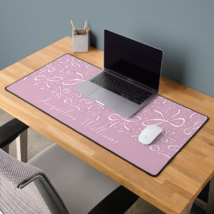 Delicate Pink Coquette Bows Desk Mat