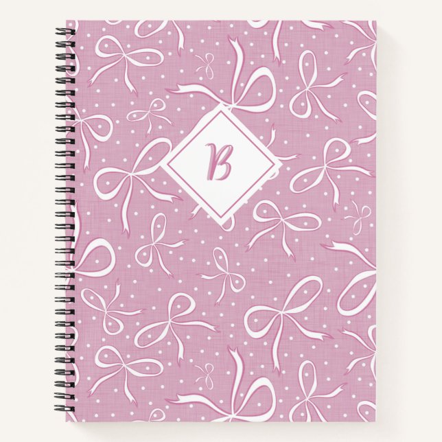 Delicate Pink Coquette Bows Notebook (Front)