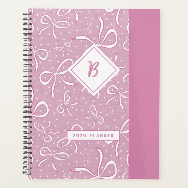 Delicate Pink Coquette Bows Planner (Front)