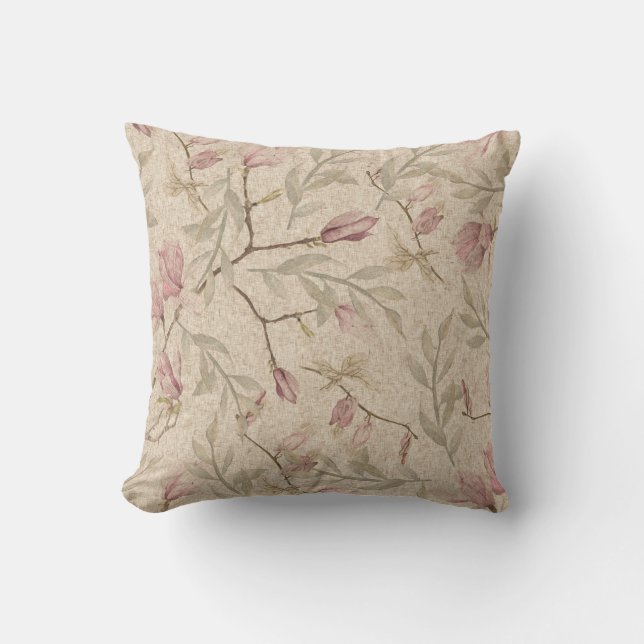 Delicate Pink Floral Cushion (Front)