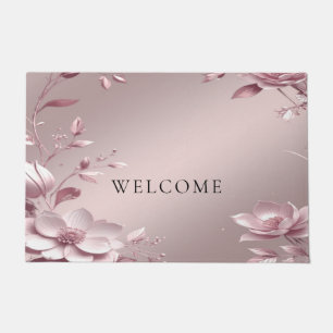Delicate Pink Floral Doormat