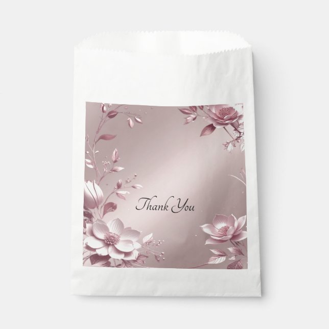 Delicate Pink Floral Favour Bag (Front)