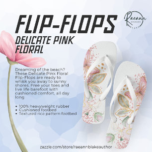 Delicate Pink Floral Flip Flops