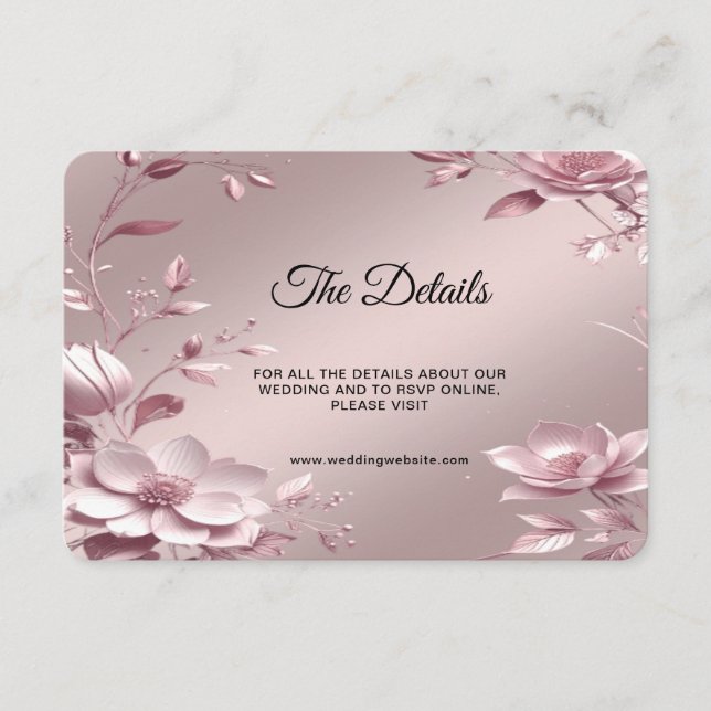 Delicate Pink Floral Frame Detail Enclosure Card (Front)