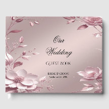 Delicate Pink Floral Frame Guest Book