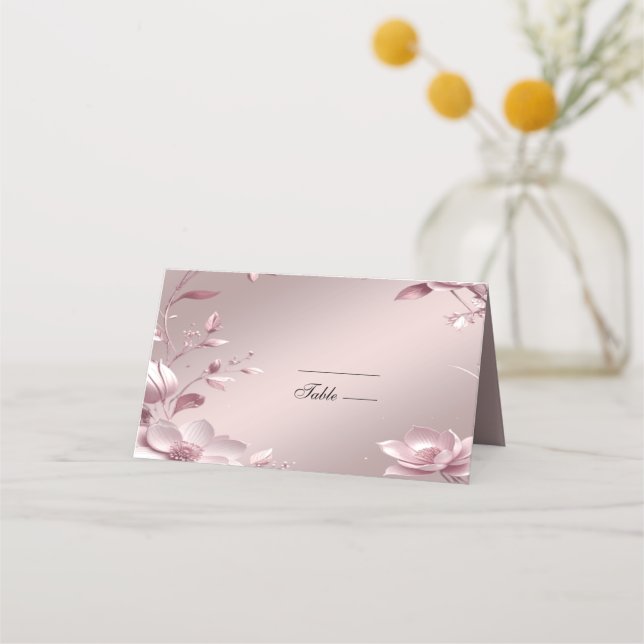 Delicate Pink Floral Frame Place Card (Front)