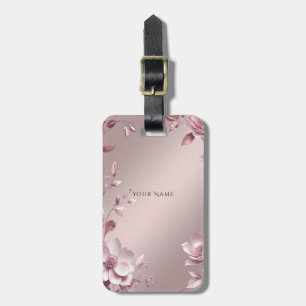 Delicate Pink Floral Luggage Tag