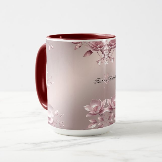 Delicate Pink Floral Mug (Front Left)