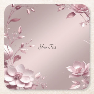 Delicate Pink Floral Paper Coaster