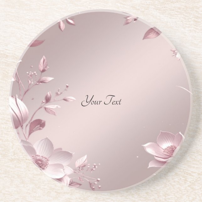 Delicate Pink Floral Sandstone Coaster (Front)