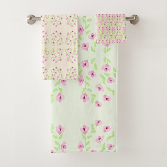 Delicate Pink Floral Towel Set (Insitu)