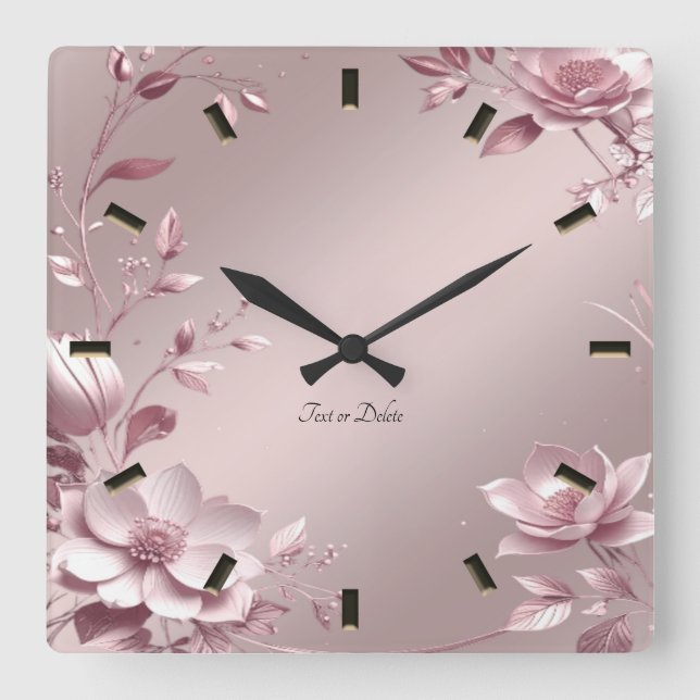 Delicate Pink Floral Wall Clock (Front)