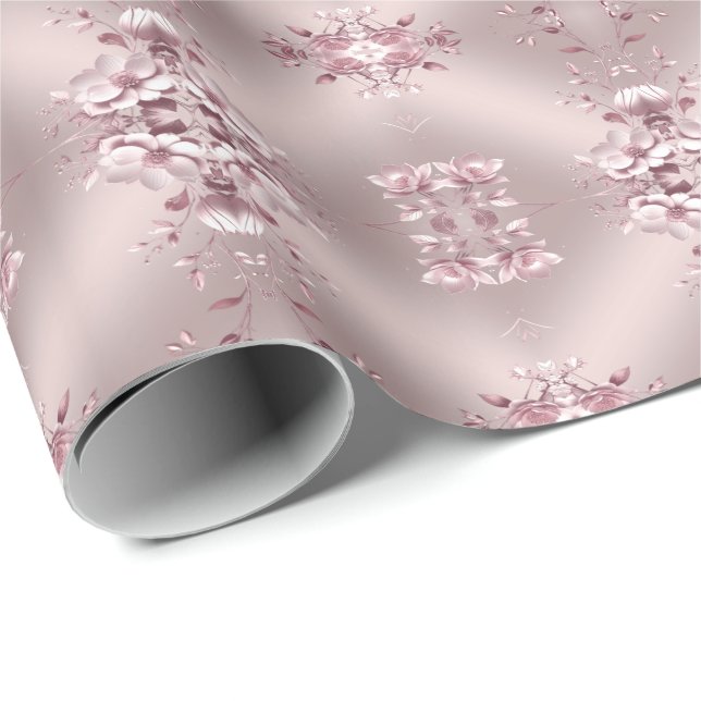 Delicate Pink Floral Wrapping Paper (Roll Corner)