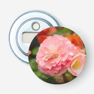 Delicate pink flower after the rain bottle opener