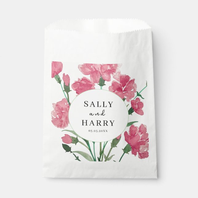 Delicate Pink Flower Wedding  Favour Bag (Front)
