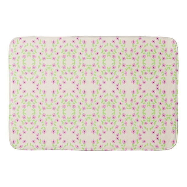 Delicate Pink Flowered Bath Mat Pick Your Size (Front)