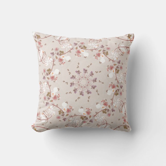 Delicate Pink Flowers Cushion (Front)