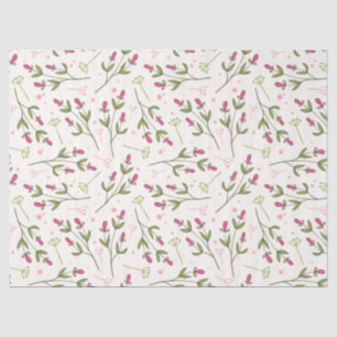 Delicate Pink Flowers Pattern Tissue Paper