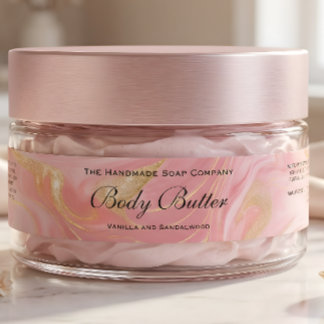 Delicate Pink Gold Cosmetics Body Butter Jar Label