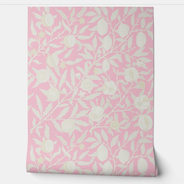 Delicate Pink in the style of William Morris Wallpaper (Unrolling)